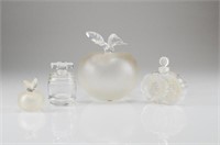 Four French glass scent bottles
