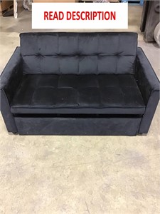 Modern Velvet Loveseat Futon Sofa Couch Black