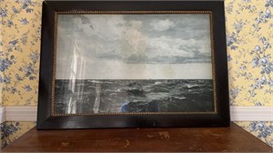 Antique framed ocean print, with a very small