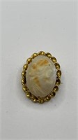 Antique Genuine Shell Cameo Pin From Italy