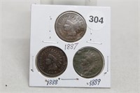 1887, 88, 89 Cents