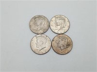 4 Silver Half US Half Dollar Coins Kennedy 1965-66