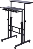 Adjustable Mobile Standing Desk  Black