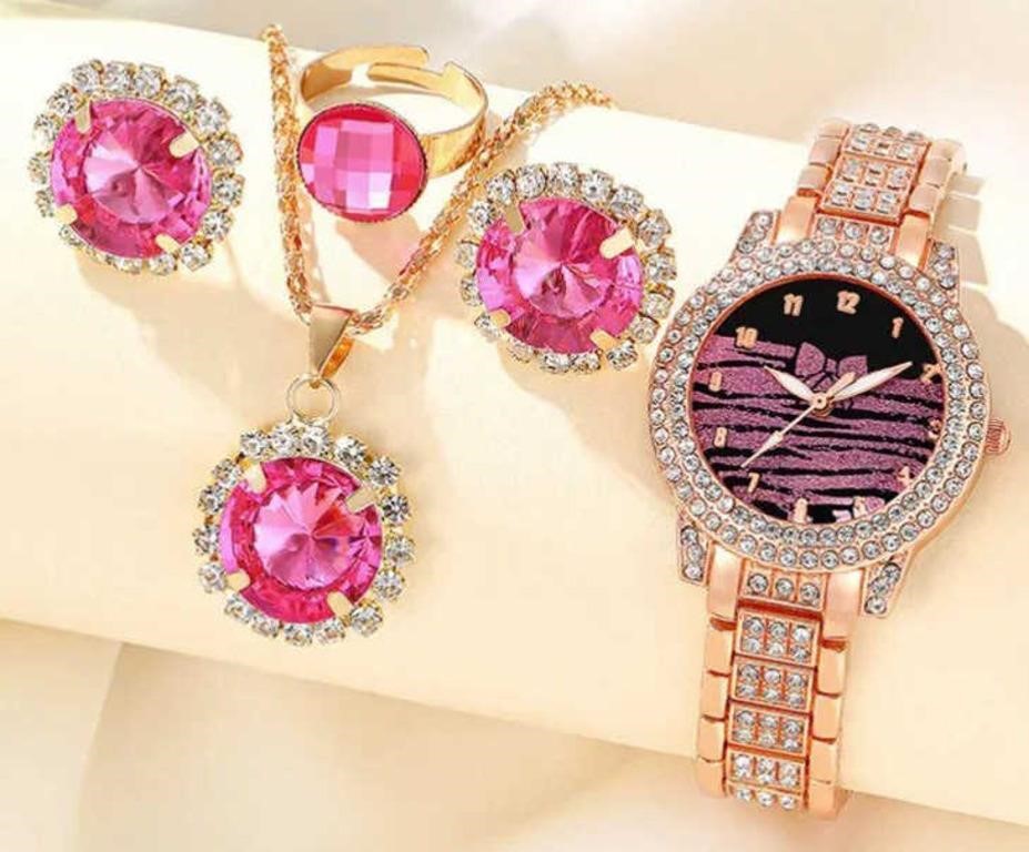 5pcs Women's Watch Jewelry Set