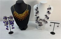 ASSORTED BEADED COSTUME NECKLACES AND EARRINGS
