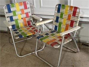 Pair of Vintage Folding Aluminum Patio Chairs