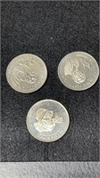 Three 1977 Joe Howe Dollar Coins