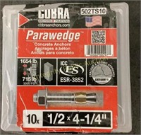 Cobra Parawedge Concrete Anchors 1/2”x4-1/4”