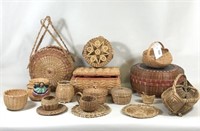 Group of Mohawk Sweet Grass Baskets & More