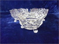 3 Pcs Pressed Glass Footed Nut Dishes