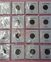 Lot of 16 wheat pennies.