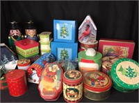 Lot of Christmas/Winter Decorative Tins & Boxes