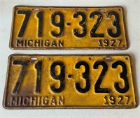1927 Michigan Matching License Plates USA Car Tag