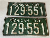 1928 Michigan Matching License Plates USA Car Tag