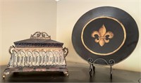 2 Pc Decorative Lot with Box, Plate & Stand