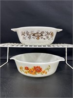 Pyrex England brown floral vine casserole dish 7