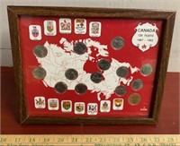 Canadian .25c Coin Set-1867-1993-Framed