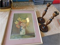 Wood Candle Holders; Framed Print