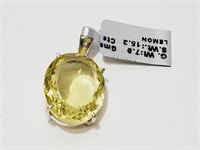 15.3CTS Lemon Quartz Pendant Sterling Silver