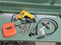 DEWALT DRILL, 2-DREMEL FLEXIBLE SHAFTS, OTHER