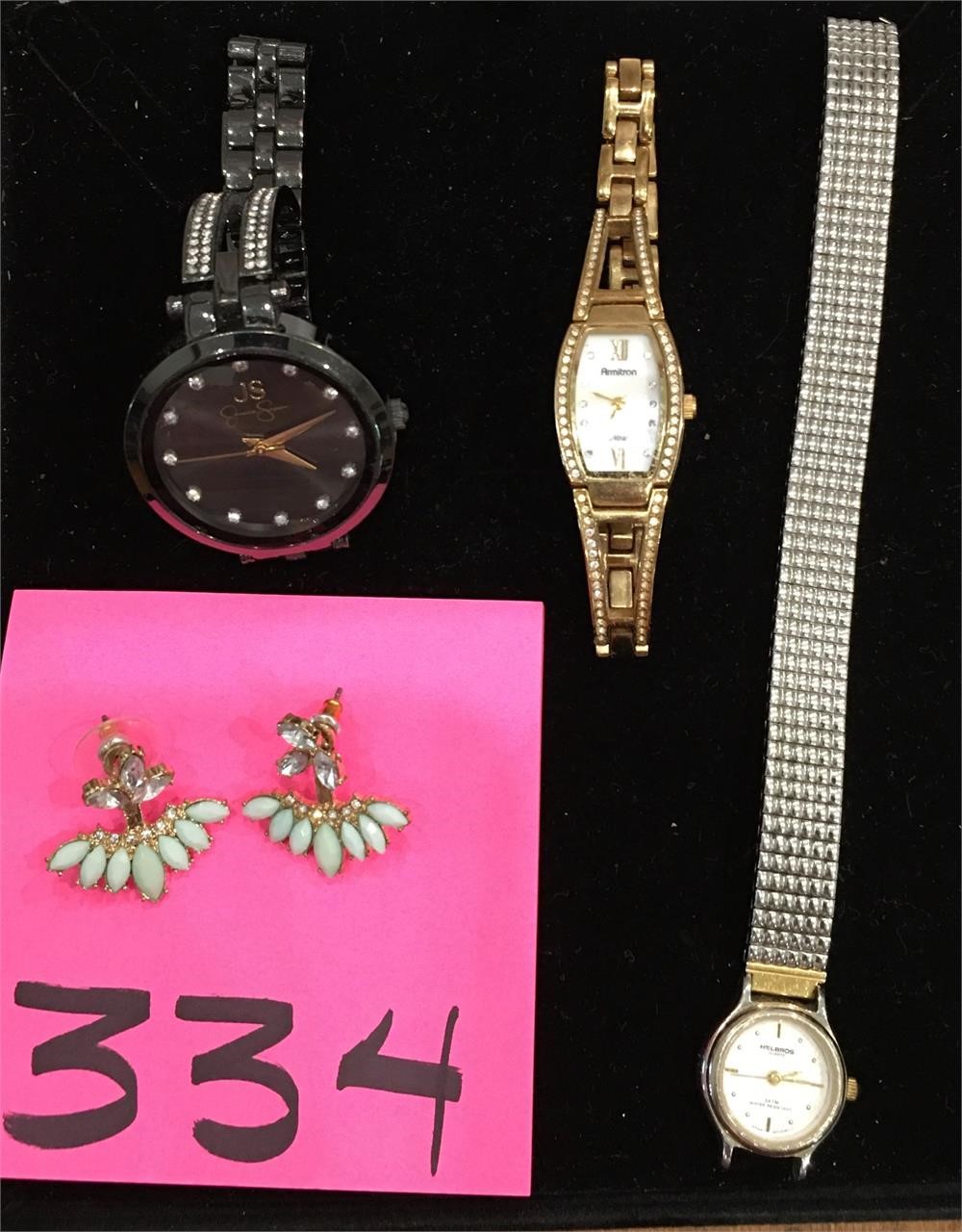 Assorted Jewelry Lot (3 Watches & Earrings)
