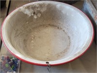 Red And White Enamel Large Bowl