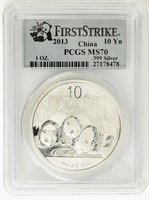 Coin 2013 1st Strike China Panda 10 Yuan PCGS MS70