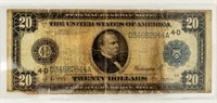 Coin 1914 $20 Federal Reserve Note Blue Seal-G