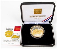 Coin 2002 Wells Fargo Silver+24K Gold Proof
