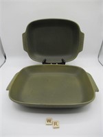 2 VINTAGE WEDGWOOD "CAMBRIAN GREEN" CASSEROLES