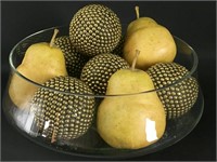 Decorative Spheres, Fruit, Glass Bowl