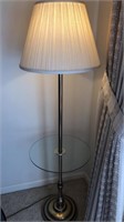 Brass Floor Lamp, 55” Tall, 16” Round Glass Top