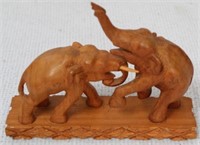 Handmade Wood Elephant Statue - 9" x 7"