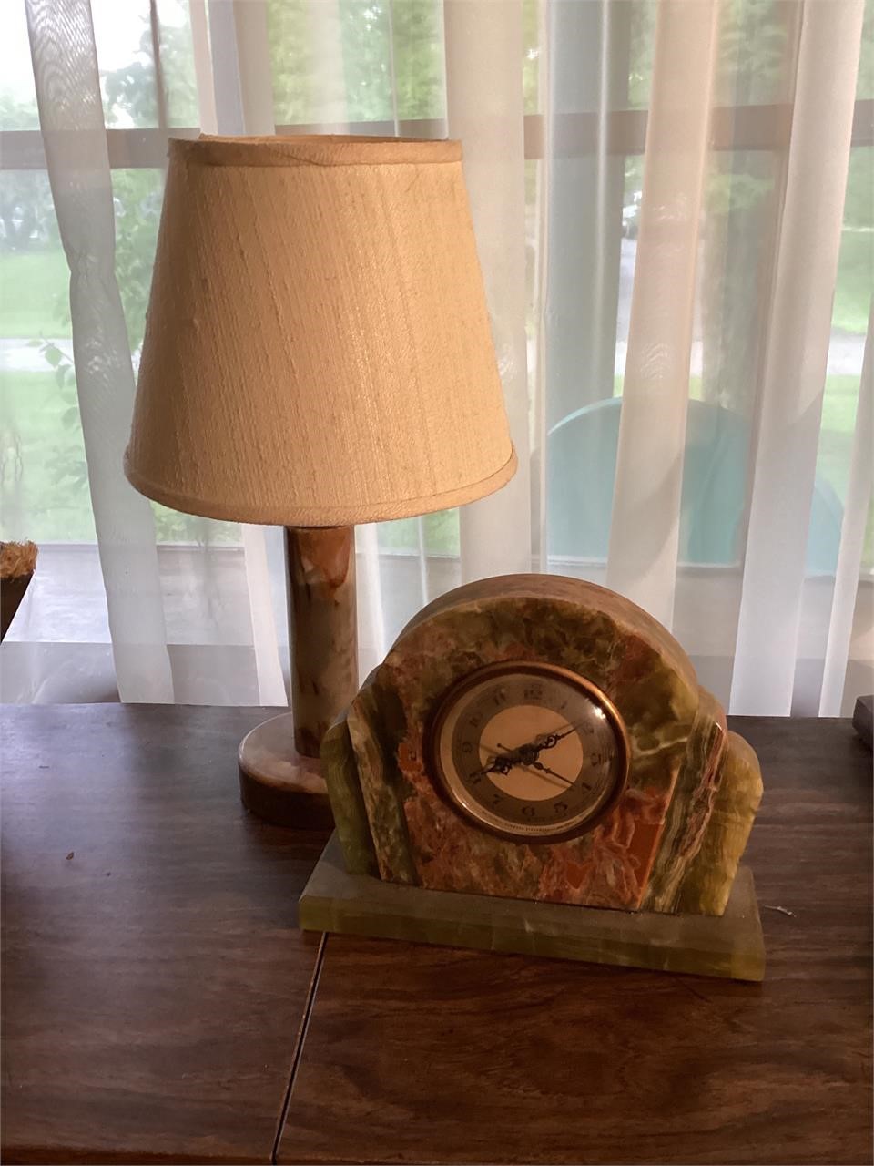 Marble lamp and clock