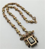 Victorian Gold Filled Mourning Pendant Necklace