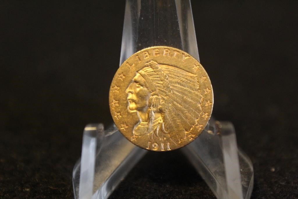 1911 $2.5 Pre-33 Gold Indian Head Coin