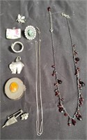 Group of vintage sterling silver jewelry