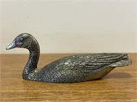 SIGNED METAL ALLOY GOOSE, 4" LONG