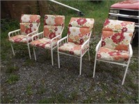 (4) Metal Removable Cushions Patio Chairs