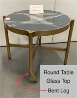 Round Glass Top Table (damaged leg)