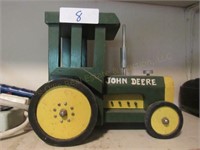 Wooden John Deere tractor décor and power strips