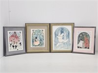4 CHRISTMAS BEAR PRINTS - LARGEST IS 9.5" X 11.5"