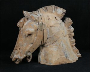 Carved Wooden Carousel Horse Head