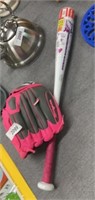 children’s baseball bat and glove