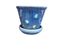 Wizard of Clay Pottery Medium Blue Planter with Ho
