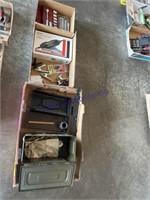 3 BOXES-- AMMO BOX, CLAMPS, BLUE POINT MOTO-TOOL