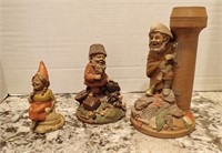 (3) GNOME FIGURINES-(2) ARE SIGNED