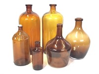 Vintage Amber Bottle & Jar Lot