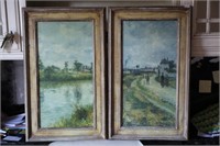 framed landscape paintings, signed