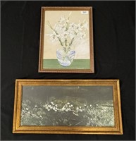 Framed Floral Watercolor and Print
